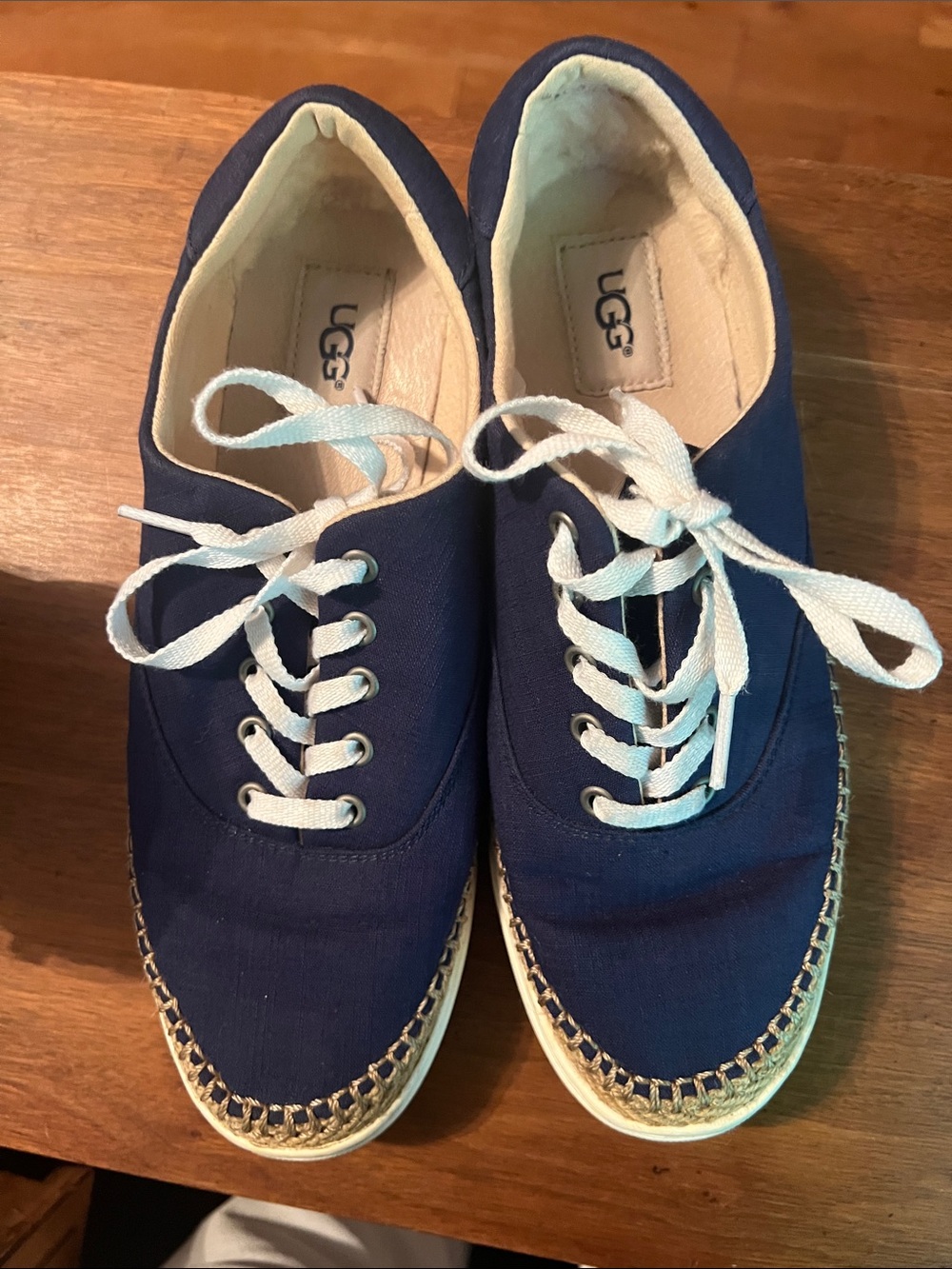 UGG Women's Navy Canvas Lace-Up Sneakers with White Laces